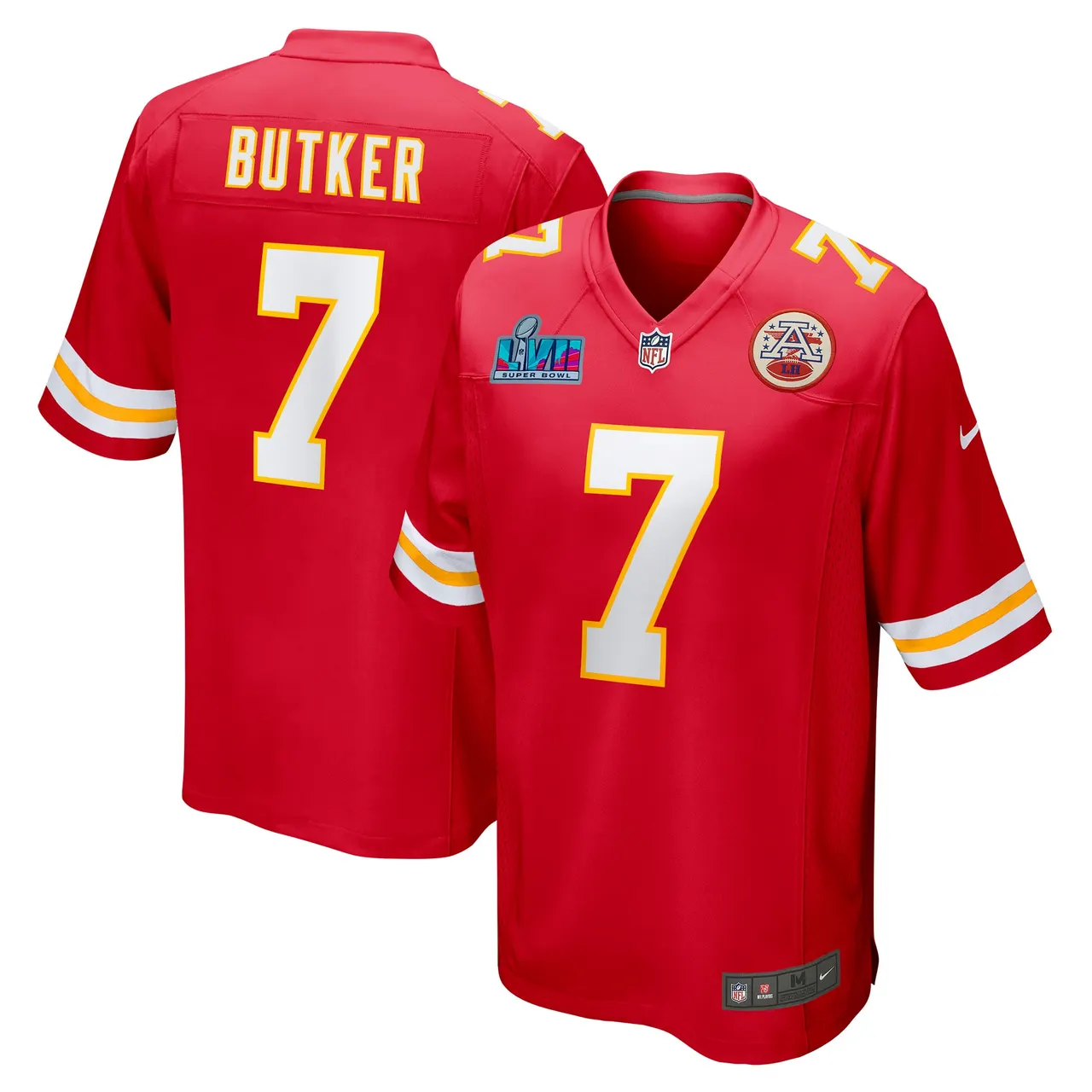 Harrison Butker Kansas City Chiefs Nike Super Bowl LVII Patch Game Jersey - Red - Image 2
