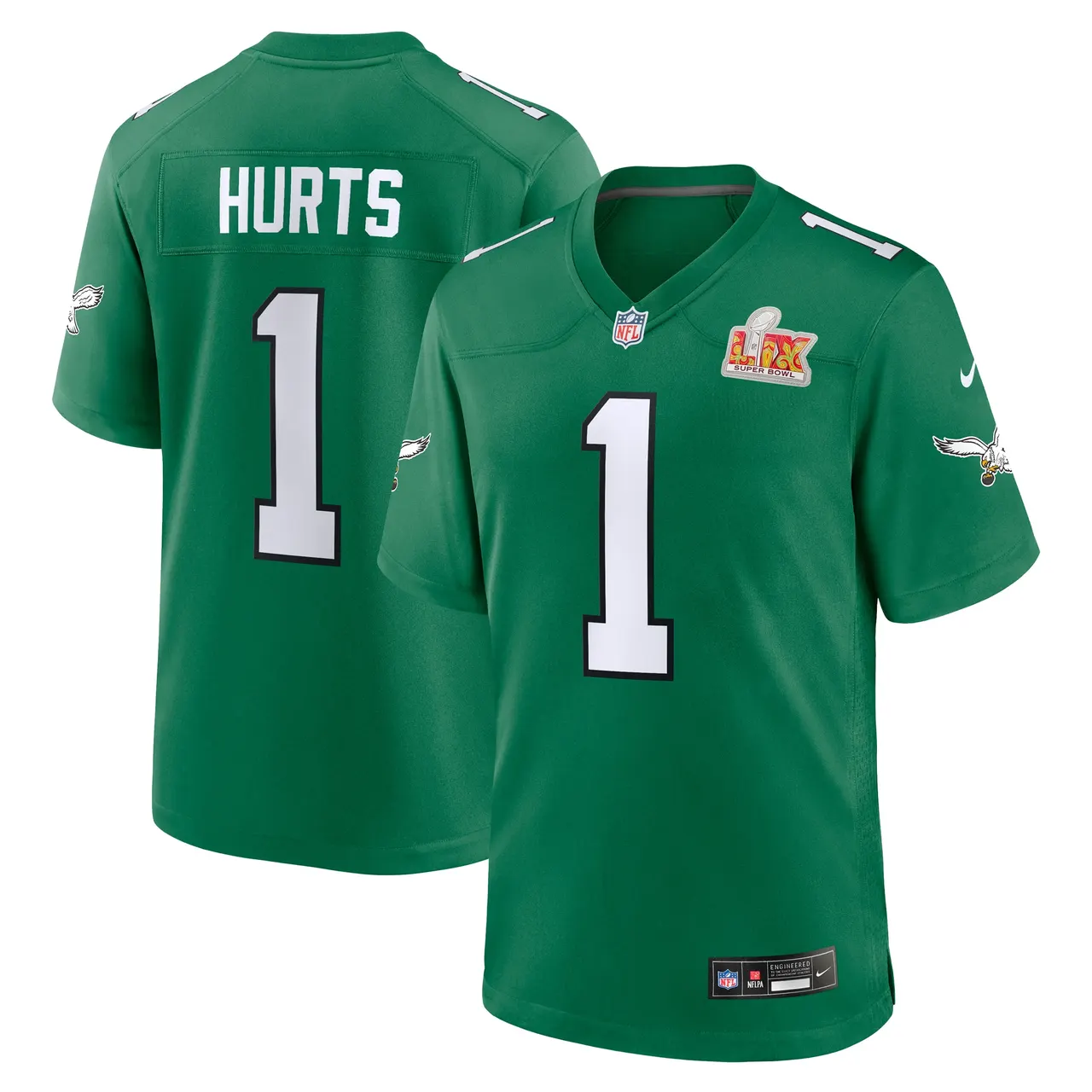 Jalen Hurts Philadelphia Eagles Nike 2nd Alternate Super Bowl LIX Game Jersey - Kelly Green