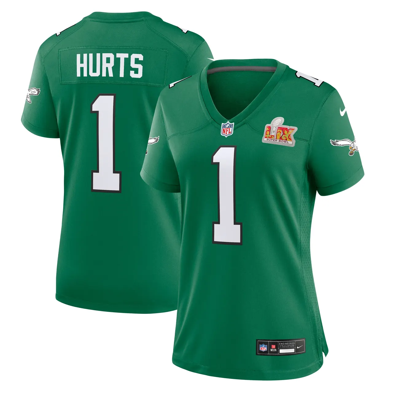 Jalen Hurts Philadelphia Eagles Nike Women's 2nd Alternate Super Bowl LIX Game Jersey - Kelly Green