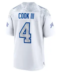 James Cook III Buffalo Bills Nike 2025 Rivalries Collection Game Jersey - White - Image 3