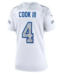 James Cook III Buffalo Bills Nike Women's 2025 Rivalries Collection Game Jersey - White - Image 3