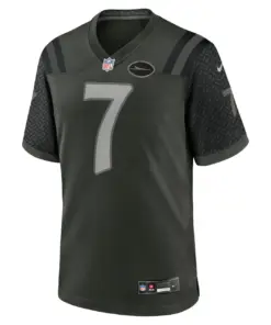 Alternative view of Justin Fields New York Jets Nike 2025 Rivalries Collection Game Jersey - Gotham Green