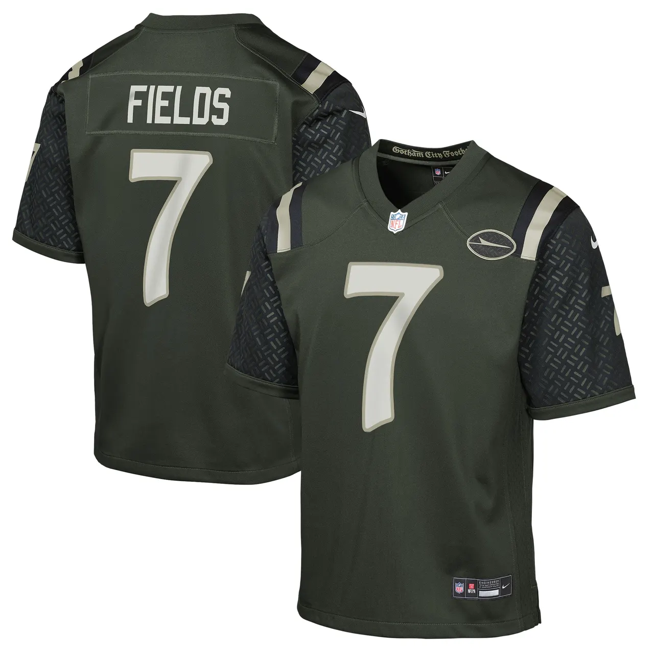 Justin Fields New York Jets Nike Youth 2025 Rivalries Collection Game Jersey - Gotham Green
