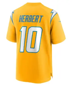 Justin Herbert Los Angeles Chargers Nike Alternate Game Jersey - Gold - Justin Herbert Mens - Gold - Image 3