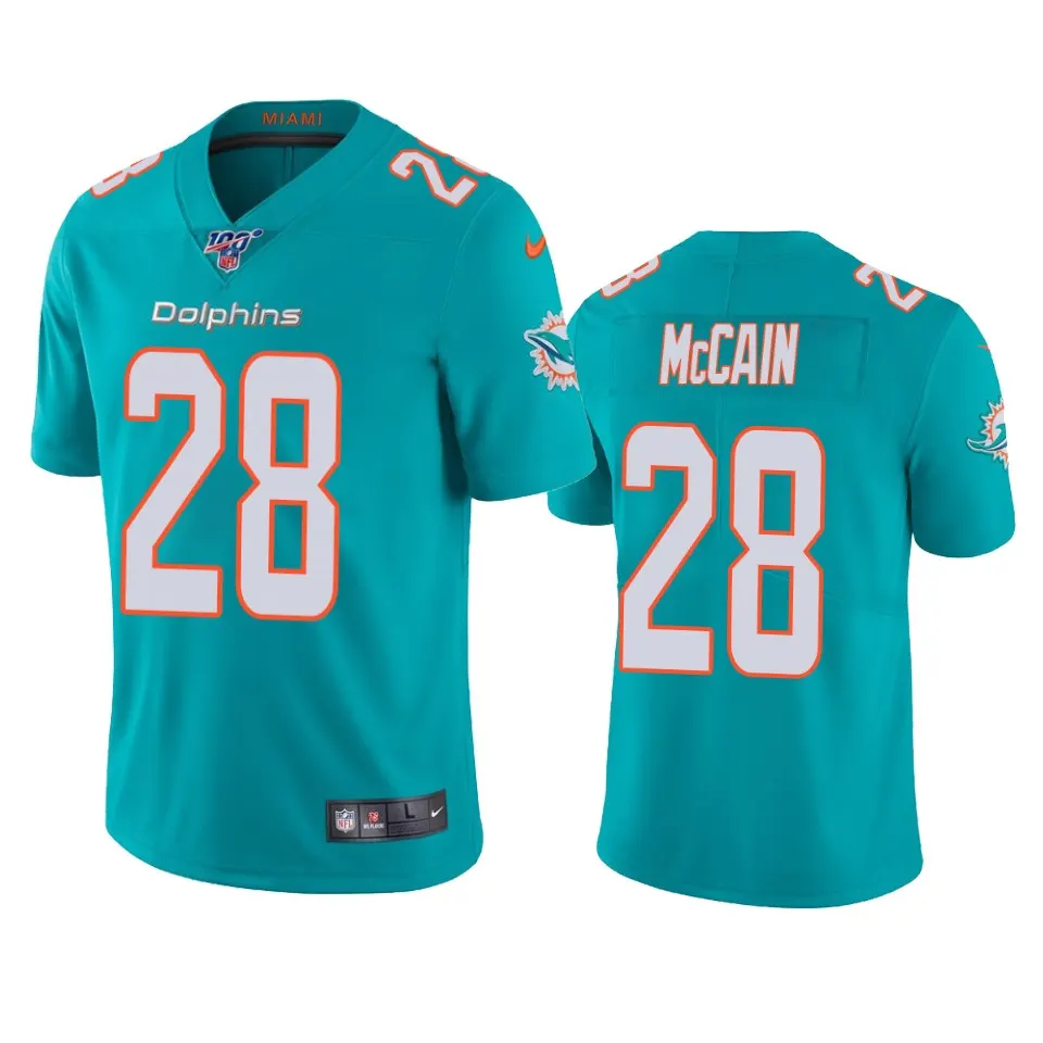 Bobby McCain Miami Dolphins Nike 100th Season Vapor Limited Jersey - Aqua