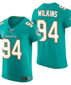 Christian Wilkins Miami Dolphins Nike 100th Season Vapor Elite Jersey - Aqua
