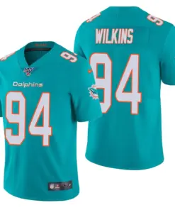 Christian Wilkins Miami Dolphins Nike 100th Season Vapor Limited Jersey - Aqua