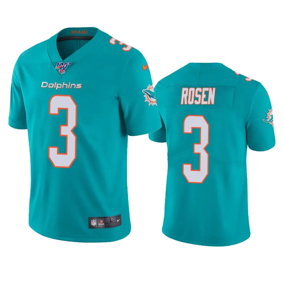 Josh Rosen Miami Dolphins Nike 100th Season Vapor Limited Jersey - Aqua