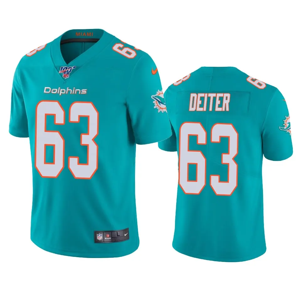 Michael Deiter Miami Dolphins Nike 100th Season Vapor Limited Jersey - Aqua