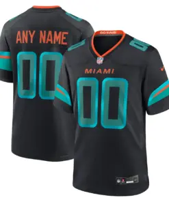 Miami Dolphins Nike Rivalries Collection Custom Game Jersey Mens - Black