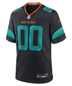 Miami Dolphins Nike Rivalries Collection Custom Game Jersey Mens - Black - Image 2