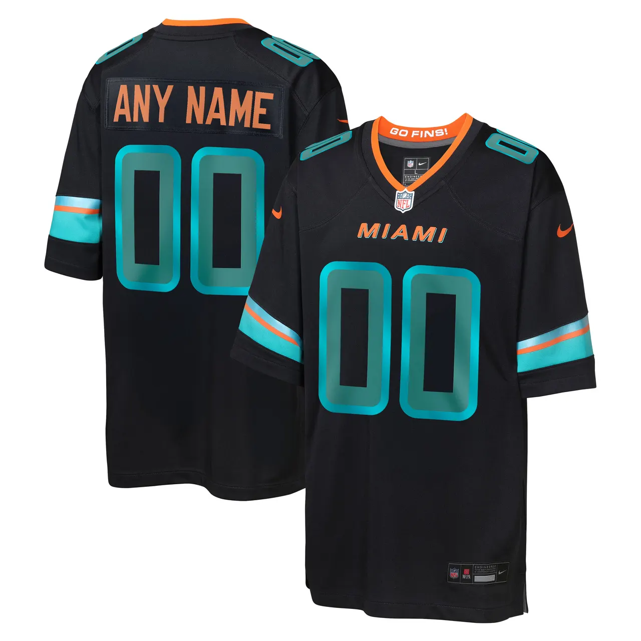 Miami Dolphins Nike Youth Rivalries Collection Custom Game Jersey - Black