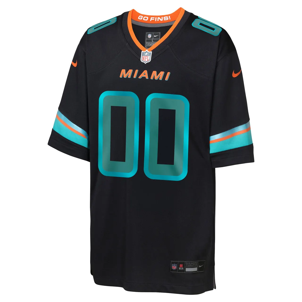 Miami Dolphins Nike Youth Rivalries Collection Custom Game Jersey - Black - Image 2