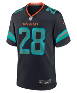 De'von Achane Miami Dolphins Nike Rivalries Collection Game Jersey - Pitch Blue - De'von Achane Mens - Anthracite - Image 2