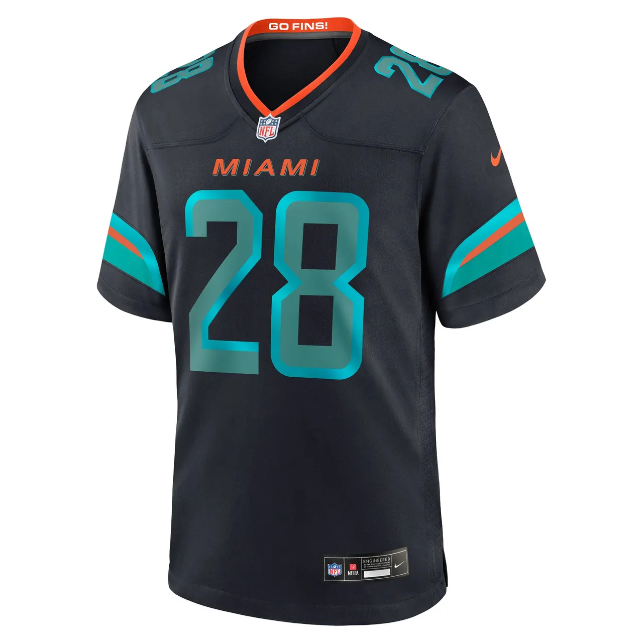 De'von Achane Miami Dolphins Nike Rivalries Collection Game Jersey - Pitch Blue - De'von Achane Mens - Anthracite - Image 2