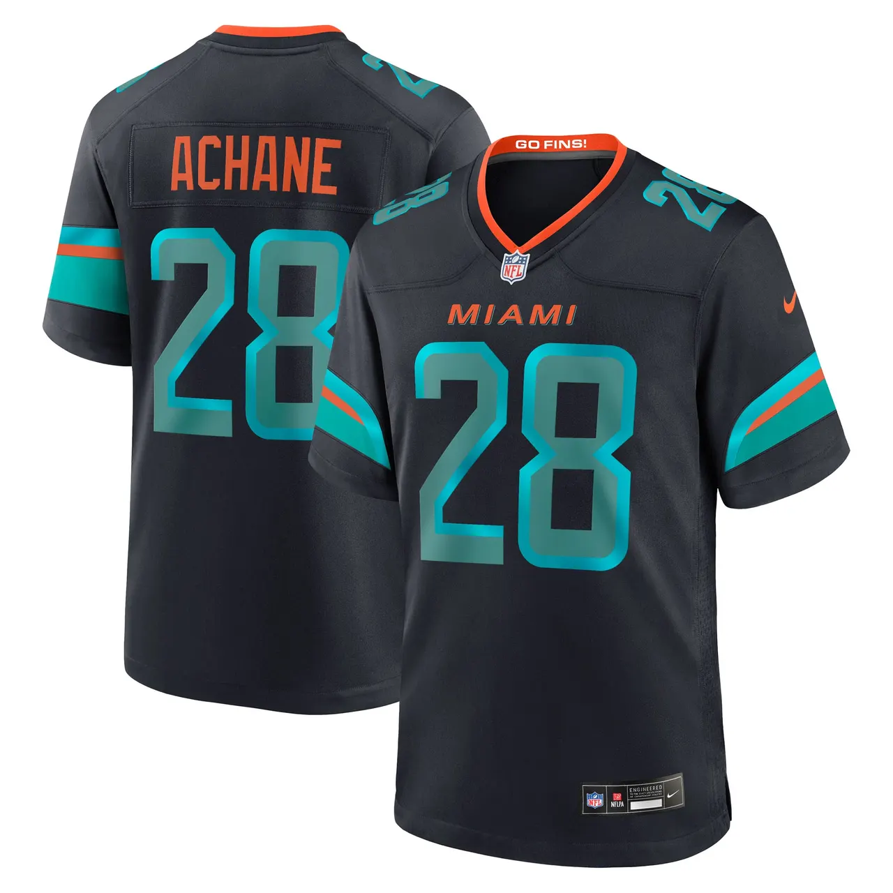 De'von Achane Miami Dolphins Nike Rivalries Collection Game Jersey - Pitch Blue - De'von Achane Mens - Anthracite