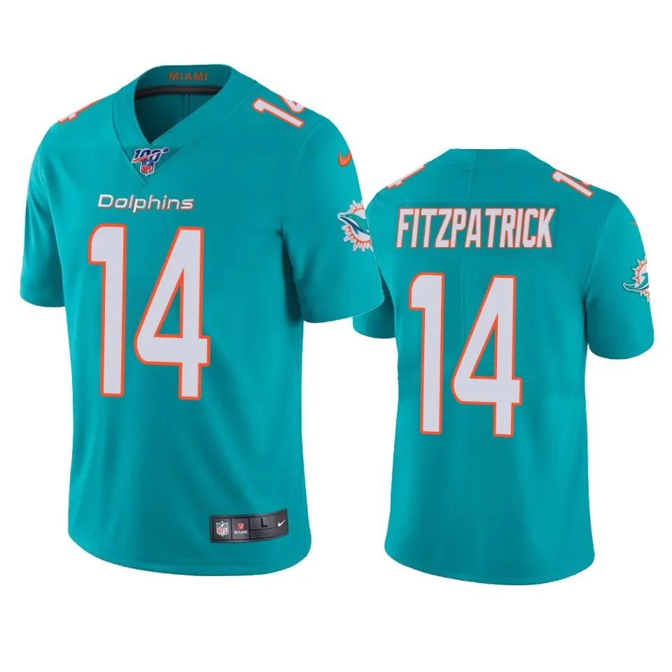 Ryan Fitzpatrick Miami Dolphins Nike 100th Season Vapor Limited Jersey - Aqua