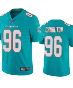 Taco Charlton Miami Dolphins Nike 100th Season Vapor Limited Jersey - Aqua