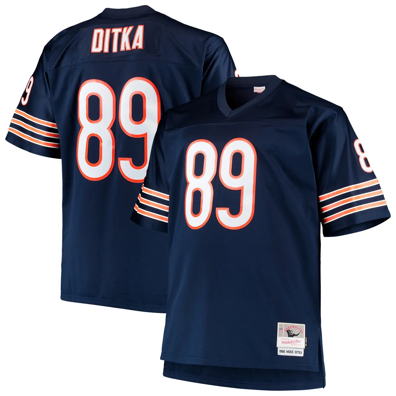 Mike Ditka Chicago Bears Mitchell & Ness Big & Tall 1966 Retired Player Replica Jersey - Navy - Image 2