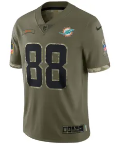 Mike Gesicki Miami Dolphins Nike 2022 Salute to Service Limited Jersey - Olive - Image 3