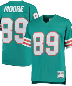 Alternative view of Nat Moore Miami Dolphins Mitchell & Ness 1984 Retired Player Legacy Replica Jersey - Aqua
