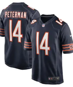Alternative view of Nathan Peterman Chicago Bears Nike Game Player Jersey - Navy