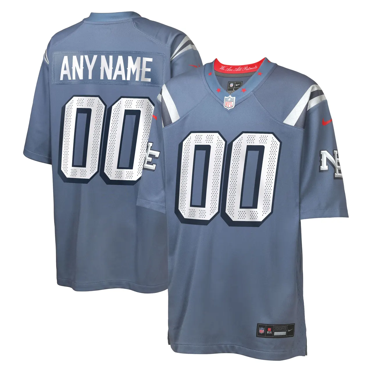 New England Patriots Nike Youth Rivalries Collection Custom Game Jersey - Grey