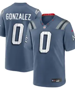 Christian Gonzalez New England Patriots Nike Rivalries Collection Game Jersey - Navy - Christian Gonzalez Mens - Dusty Blue