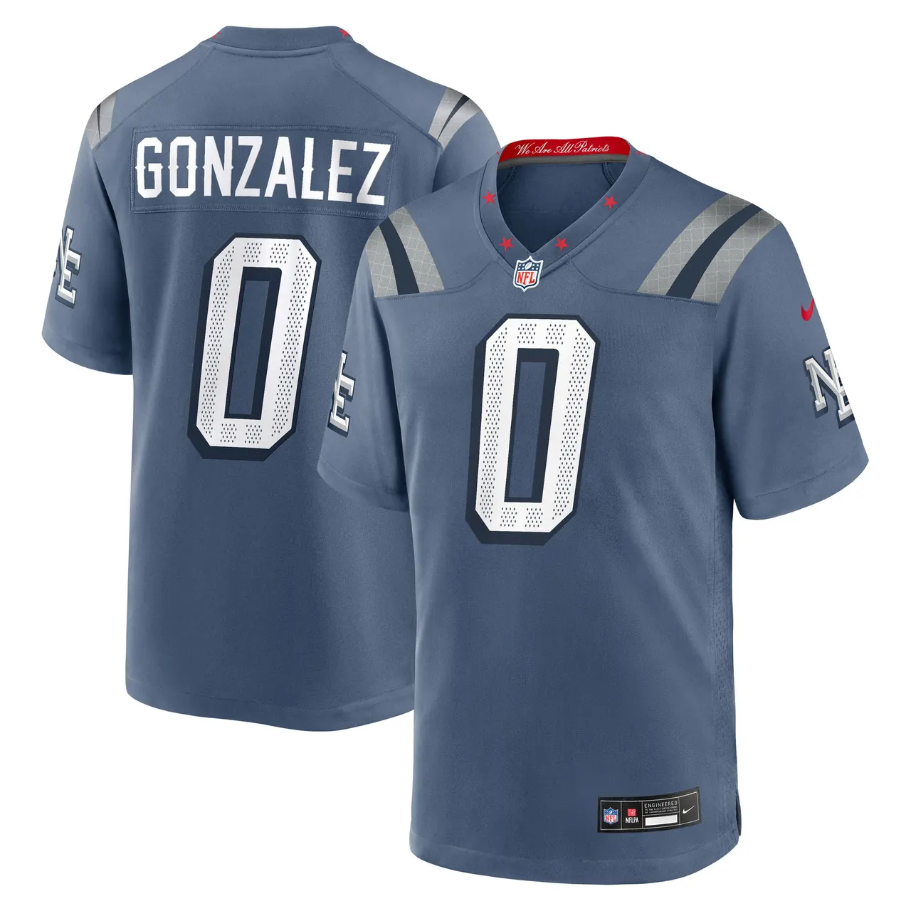 Christian Gonzalez New England Patriots Nike Rivalries Collection Game Jersey - Navy - Christian Gonzalez Mens - Dusty Blue