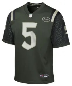 Alternative view of Garrett Wilson New York Jets Nike Youth Rivalries Collection Game Jersey - Black - Garrett Wilson - Olive