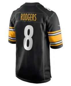 Aaron Rodgers Pittsburgh Steelers Nike Home Game Jersey - Black - Aaron Rodgers Mens - Black - Image 3