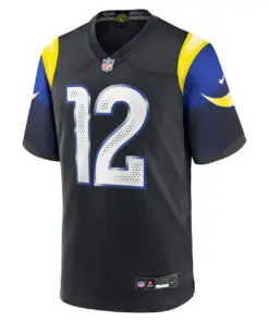 Alternative view of Puka Nacua Los Angeles Rams Nike 2025 Rivalries Collection Game Jersey - Midnight Blue