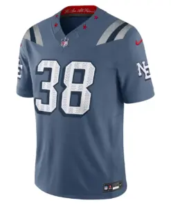 Alternative view of Rhamondre Stevenson New England Patriots Nike 2025 Rivalries Collection Limited Jersey - Storm Blue