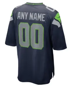Seattle Seahawks Nike Custom Game Jersey - College Navy - Custom Mens - Navy - Image 3