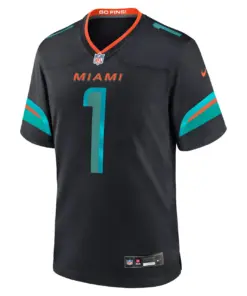 Alternative view of Tua Tagovailoa Miami Dolphins Nike 2025 Rivalries Collection Game Jersey - Pitch Blue