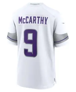 J.J. McCarthy Minnesota Vikings Nike Youth Game Jersey - White - Image 3